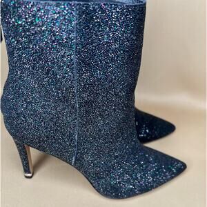 Kenneth Cole NY Riley Black Iridescent Glitter Heeled Ankle Boot 6.5 New